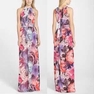 sachin and babi light blue dress Eliza J Embellished High/Low Chiffon Dress in Navy
